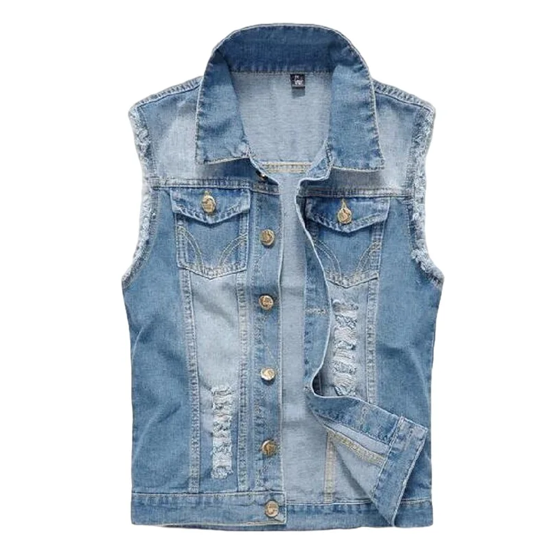 Джинсовый жилет мужская куртка без рукавов повседневный мужское джинсовое