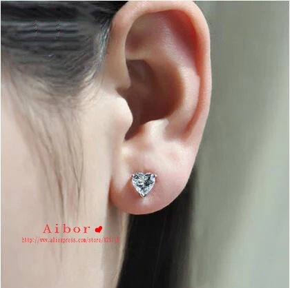 

TE206 Free Shipping! 1 carat Heart Brilliant Cut Grade sona Synthetic Gem Stud Earring Wedding set for women