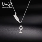 Уникальная подвеска Unift в виде винной бутылки, ожерелье из нержавеющей стали с кулоном в форме сердца, длинная цепочка-чокер для женщин, ювелирные украшения