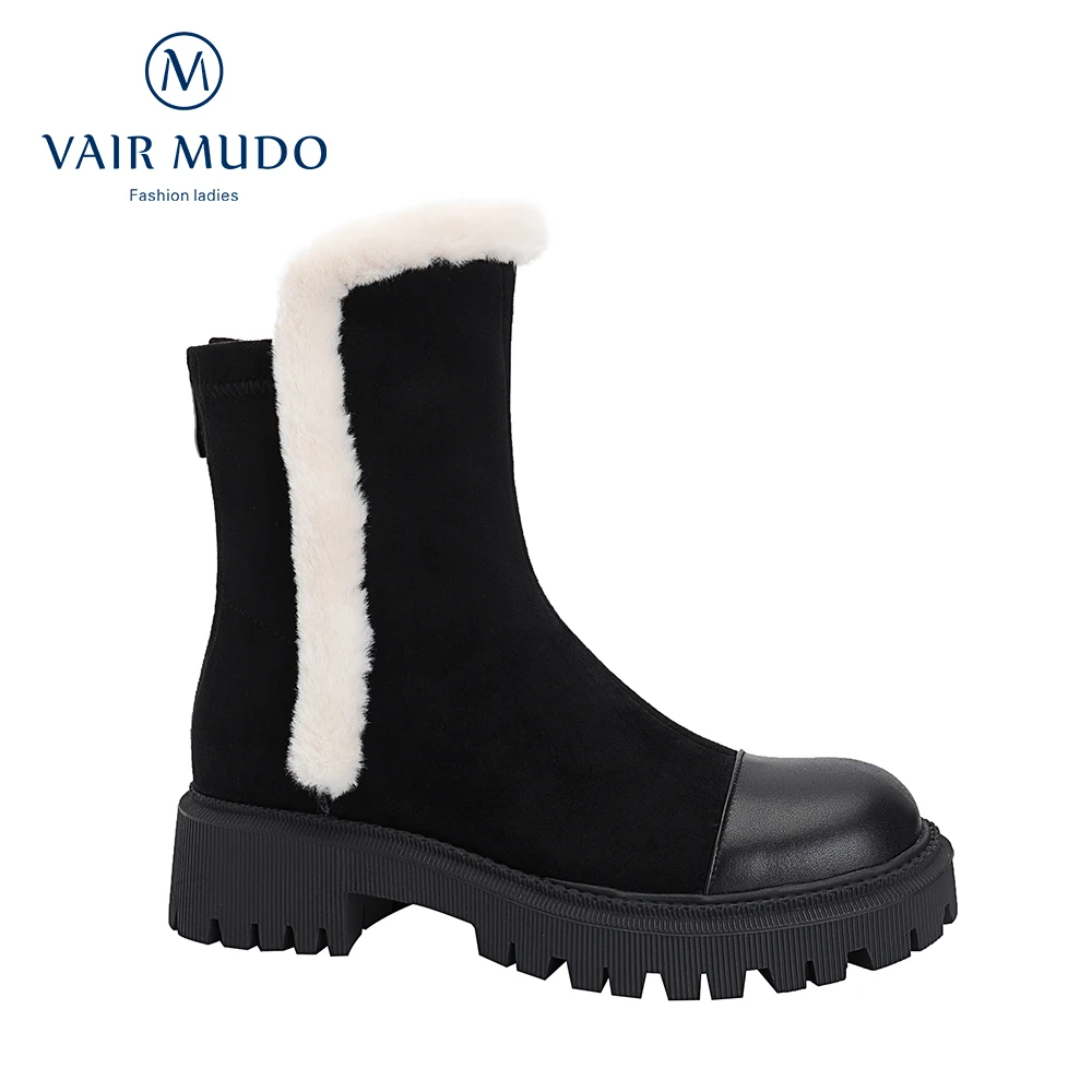 

Женские ботильоны на толстой подошве VAIR MUDO, черные или коричневые ботинки на платформе, осенне-зимние модные элегантные женские ботинки