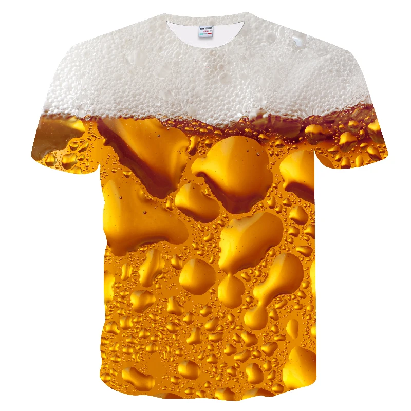 Новинка футболка мужская 3D Футболка с принтом пива хип хоп Crewneck короткий рукав Мужская/Женская футболка футболки забавные мужские футболки