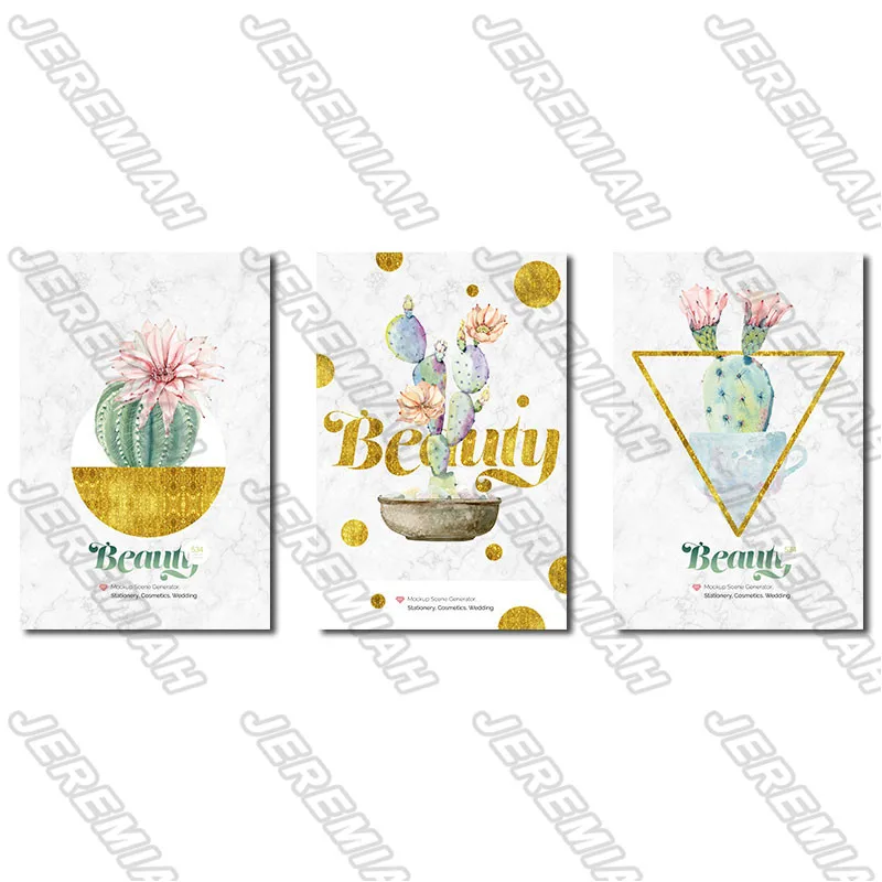

Art Cactus Potted Plants with Letters Poster Nordic Style Wall Art Canvas Print Painting Modern Home Decoration