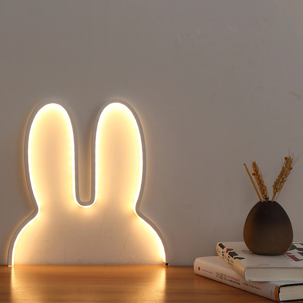 

LED Rabbit Night Lights USB Powered Desktop Lamp Cute Night Lamp Kids Baby Beside Table Lamp Bedroom Nightlight Holiday Gifts