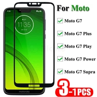 1 3pcs full cover full glue screen protector tempered glass for motorola moto g7 plus power play supra 9h protective glass film