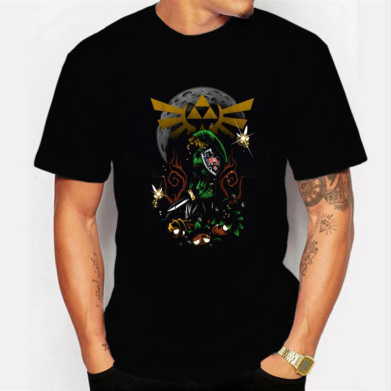 black shirt 2 Легенда о Зельде Футболка Мужская s футболка хип-хоп Уличная белая черная футболка летние топы футболки для мужчин одежда - Цвет: black shirt 2
