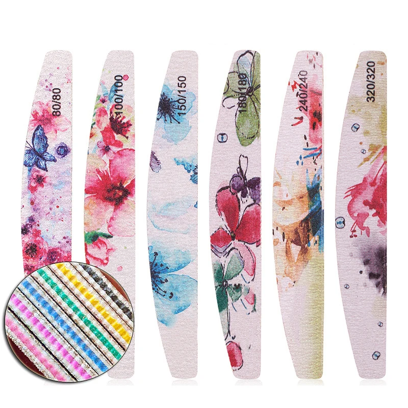 

5/10 шт./партия, разноцветные пилки для ногтей, 80/100/150/180/240