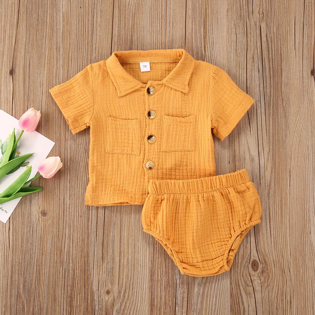 Комплект одежды для маленьких девочек и мальчиков однотонная плиссированная