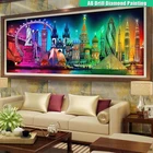 Алмазная живопись 5D сделай сам, квадратнаякруглая алмазная живопись с изображением города и ночного видения стразы, Мозаичный набор большого размера, полная вышивка, украшение для дома