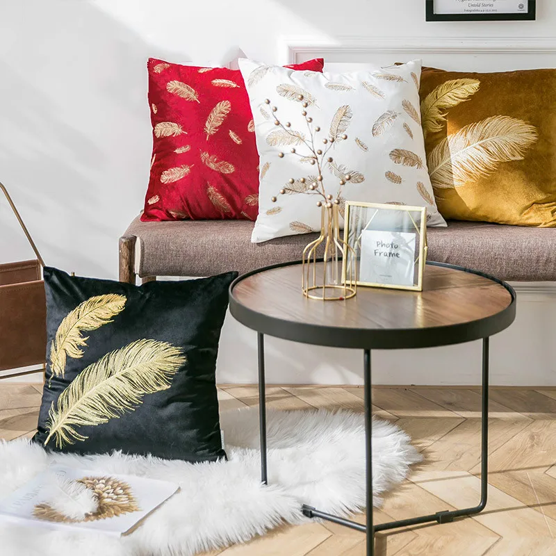 DUNXDECO Наволочка декоративная наволочка современная простая Бархатная Золотая