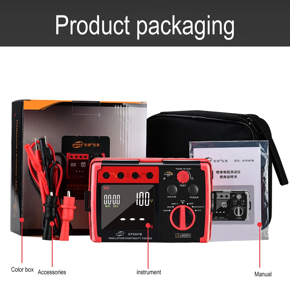 Цифровой тестер сопротивления изоляции напряжения постоянного тока переменного