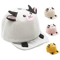 4colors baby cartoon cow sunscreen hat children cotton soft edge sunshade baseball cap
