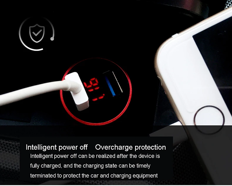 Универсальное автомобильное зарядное устройство с двумя USB, быстрая зарядка 3.1A(макс.), цифровой светодиодный дисплей напряжения тока, Автоматическая быстрая зарядка для телефона, планшета