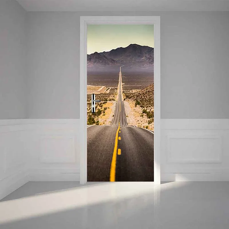 

Creative 3D Door Sticker Self adhesive Removable Wall Sticker Bedroom Living Room Wooden Door Renovation Background Decoration