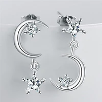 vintage color crystal moon earrings for women fashion jewelry star stud earrings exaggerated gift party wedding
