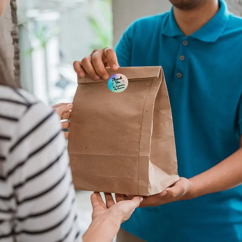

Colorful round "thank you" sticker seal label paper roll packaging decoration handmade thank you sticker 500pcs