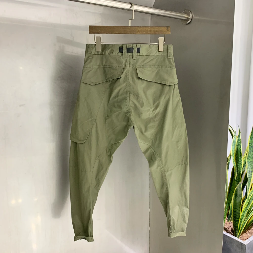 

2021 summer model original domestic products trendy men's functional overalls, feet pants, scimitar pants, casual trousers