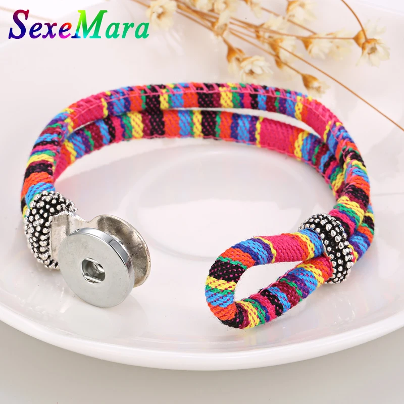 Браслет с кнопками застежками браслет ручной работы из хлопка и льна в богемном