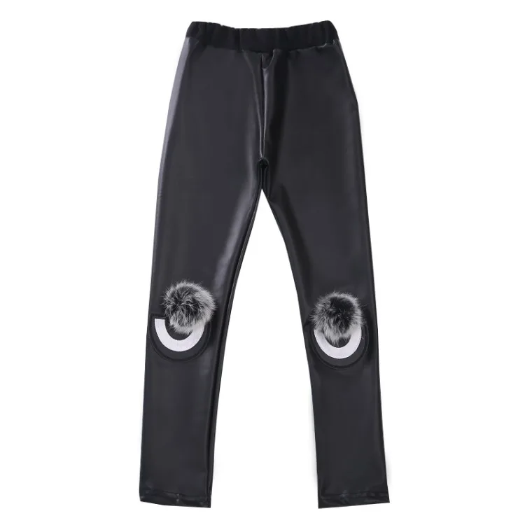 Бархатные штаны из искусственной кожи для девочек детские кожаные брюки с