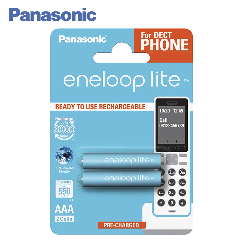 Аккумулятор Panasonic R03 eneloop lite BK-4LCCE/2DE 550 мАч AAA DECT 2шт. | Электроника