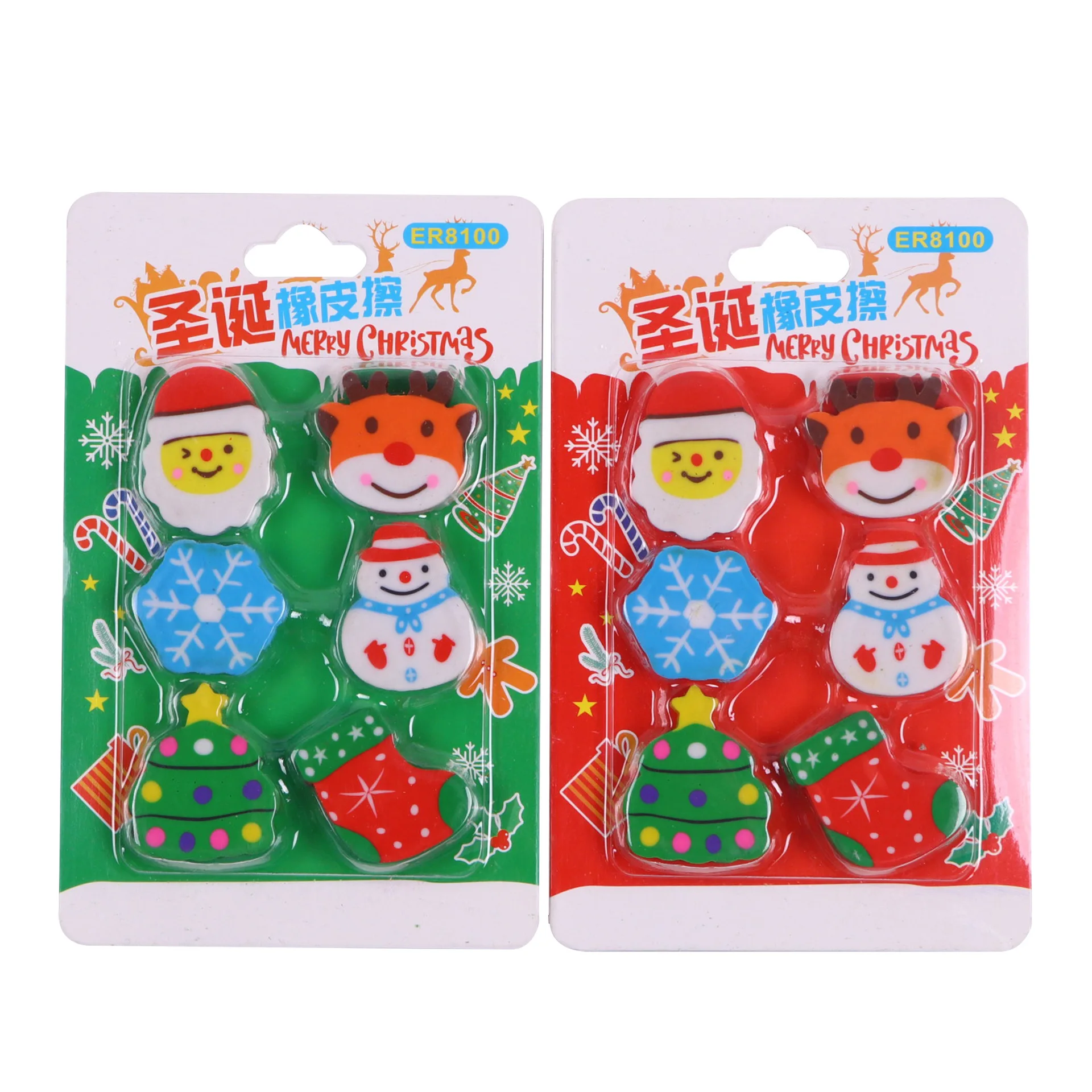 

6 pcs/pack Kawaii Christmas Snowman Eraser Cute Rubber Erasers Promotional Gift for kids Stationery office school supplies