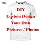 Новинка, летние мужские футболки из полиэстера с 3D-принтом сделай сам, индивидуальный дизайн, ваш собственный стиль, женские футболки в стиле хип-хоп, одежда унисекс, топы