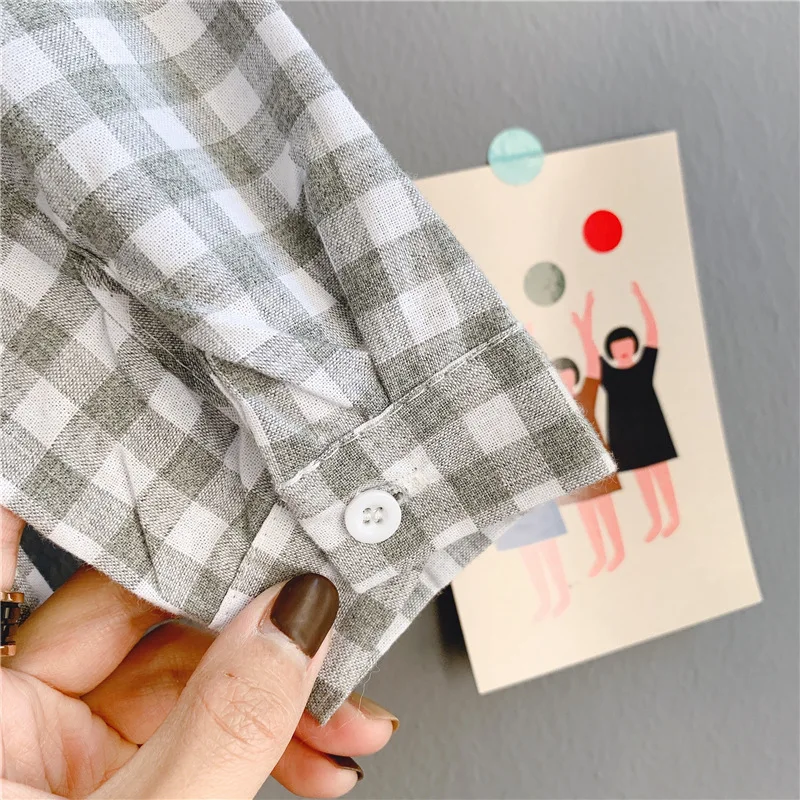 Весна 2020 детская одежда для маленьких девочек корейские рубашки в клетку с