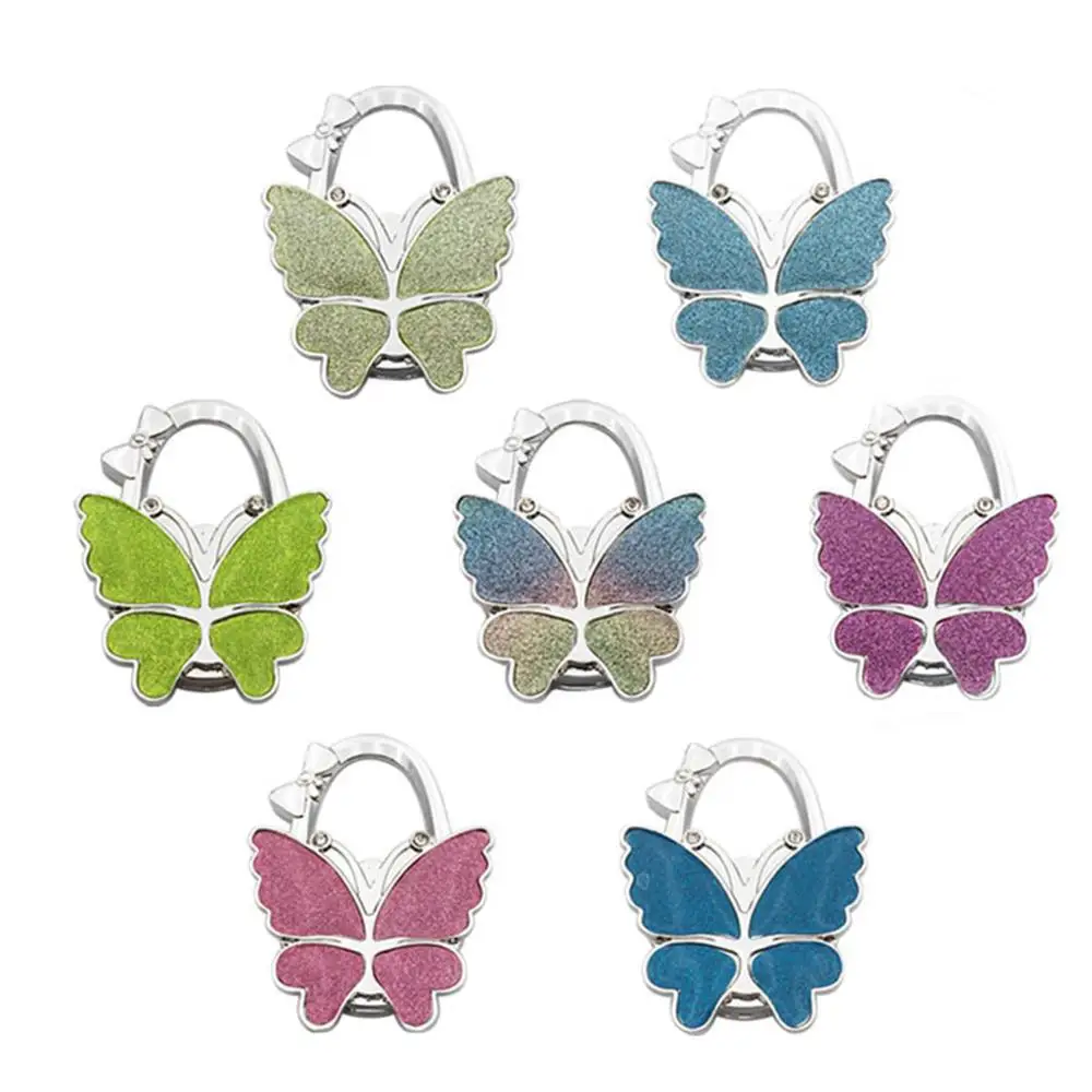 Reusable Foldable Butterfly Bag Hook Hanger Portable Women Handbag Purse Holder Table Organizer Key Chain Bag Decor Lady Gift