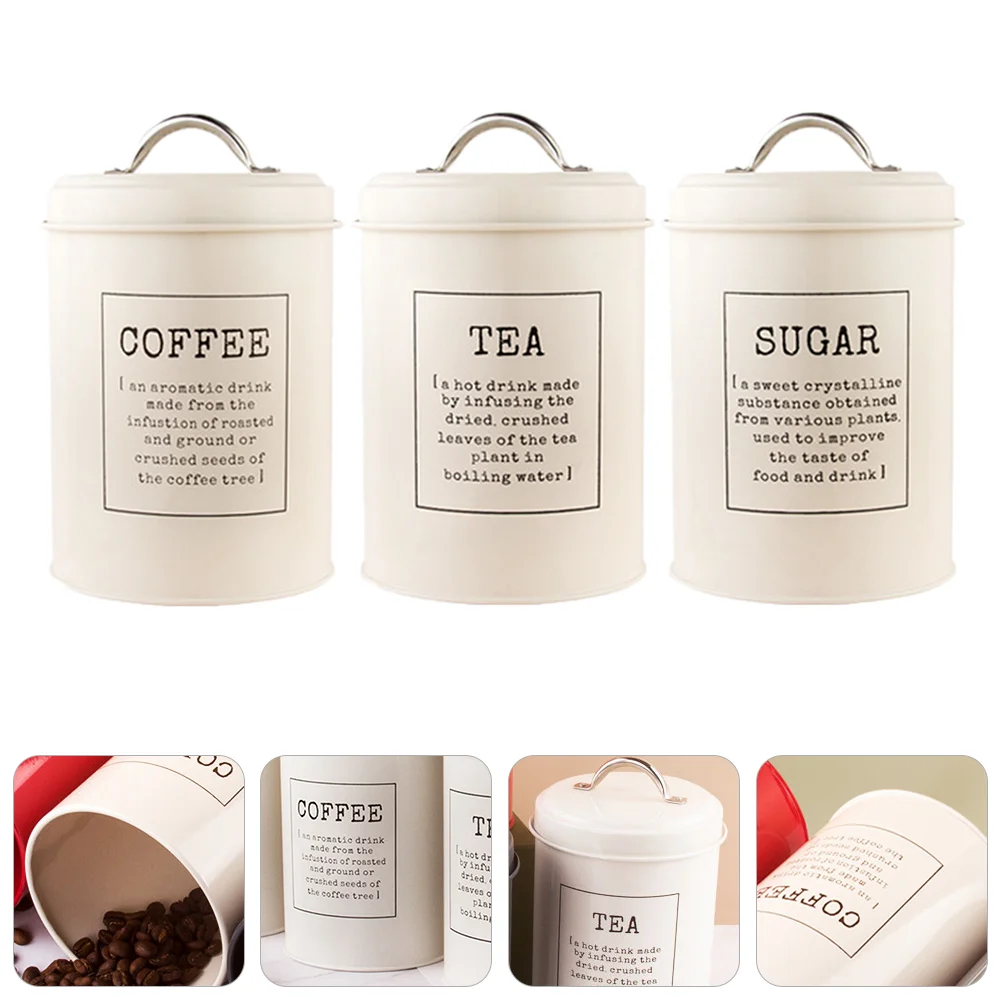 

3Pcs High-End Tea Container with Lid Nordic Style Iron Storage Jars Coffee Cans