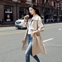 women trench long coat 2021 autumn new solid color fashion casual ladies windbreaker korean british style trench coats outerwear