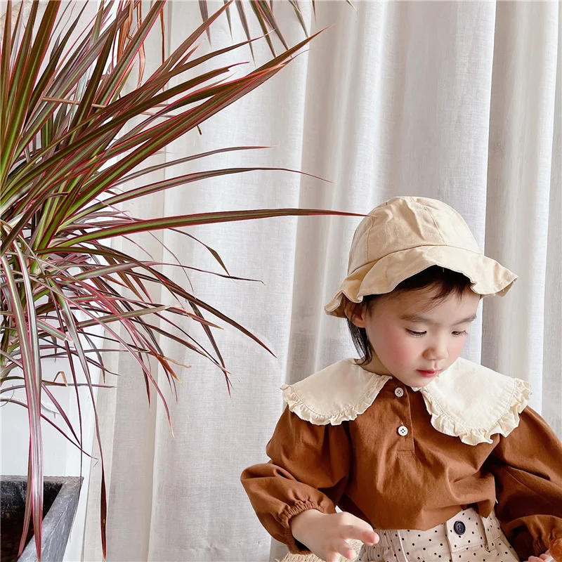 2021 новые весенние блузки с оборками и воротником для маленьких девочек Детские