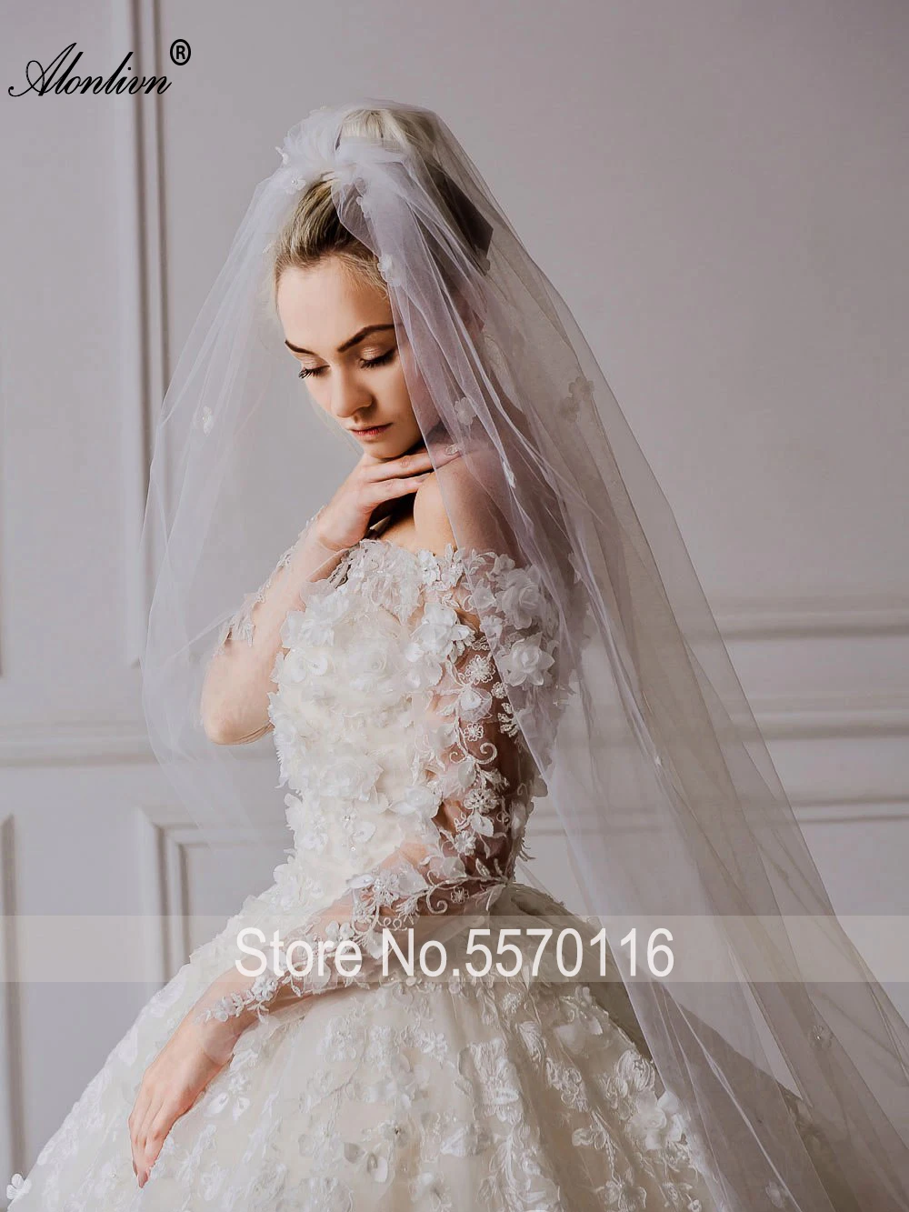 Женское свадебное платье с длинным рукавом и 3d аппликацией бисером|Свадебные