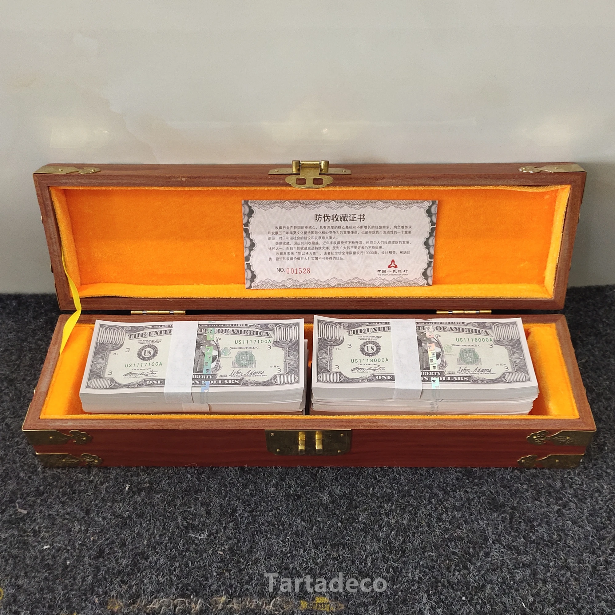 1000 шт. один миллион долларов США в деревянной коробке бумажные Поддельные