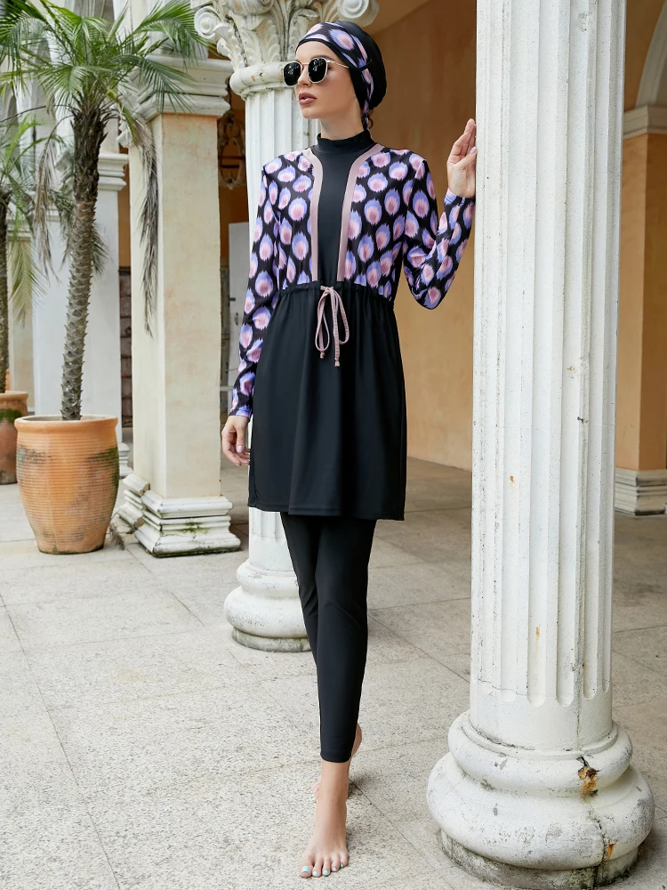 Женский Мусульманский купальник купальники Burkini Mujer Moslem Maillot De Bain Femme цельный