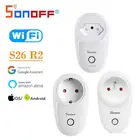 Смарт-розетка SONOFF S26 R2 16A с Wi-Fi, беспроводной гнездо с таймером, работает с Alexa Google Home, с голосовым управлением, ЕСFRBRILITCN