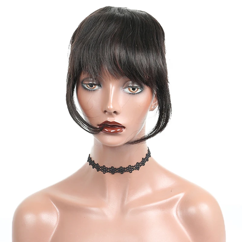 Бразильские человеческие волосы тупые челки на клипсах для наращивания 100%