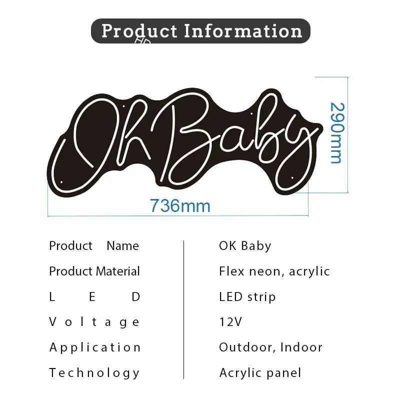 Светодиодный светильник неоновые знаки логотип с надписью Oh Baby письмо Transparen