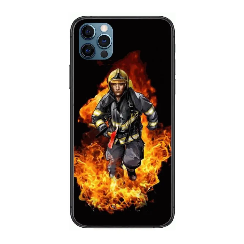 

Firefighter Heroes Fireman Style Phone Case cover For iphone 12 pro max 11 8 7 6 s XR PLUS X XS SE 2020 mini black cell shell