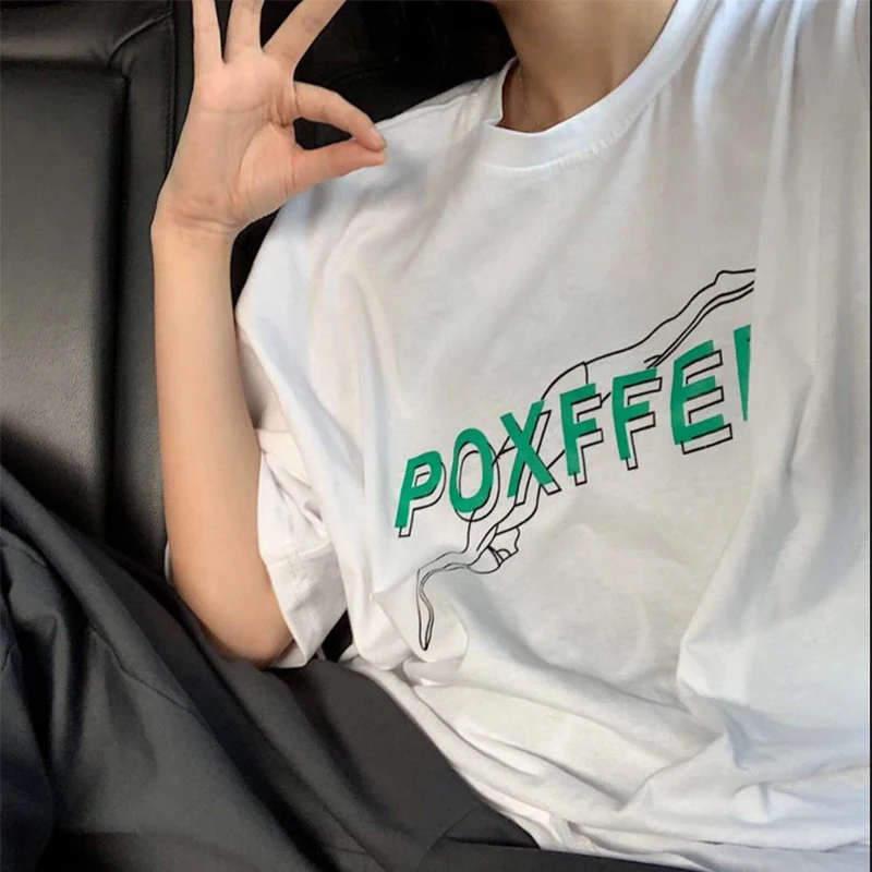 Летние Новые футболки с коротким рукавом для девушек студентов Повседневная