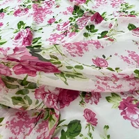 pink rose digital printed chiffon fabric for dress tissus au m%c3%a8tre telas por metro tissu vestidos sewing tela %d1%82%d0%ba%d0%b0%d0%bd%d1%8c %d1%85%d0%bb%d0%be%d0%bf%d0%be%d0%ba diy