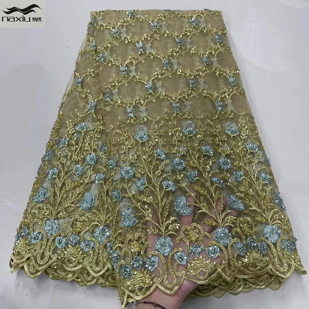 

Французская Тюлевая кружевная ткань Madison, 2021, Высококачественный кружевной материал, африканская кружевная ткань ручной работы с бисером д...