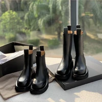2021 autumn genuine leather autumn boots for women platform chelsea boot spring cowhide booties fashion female black bootie