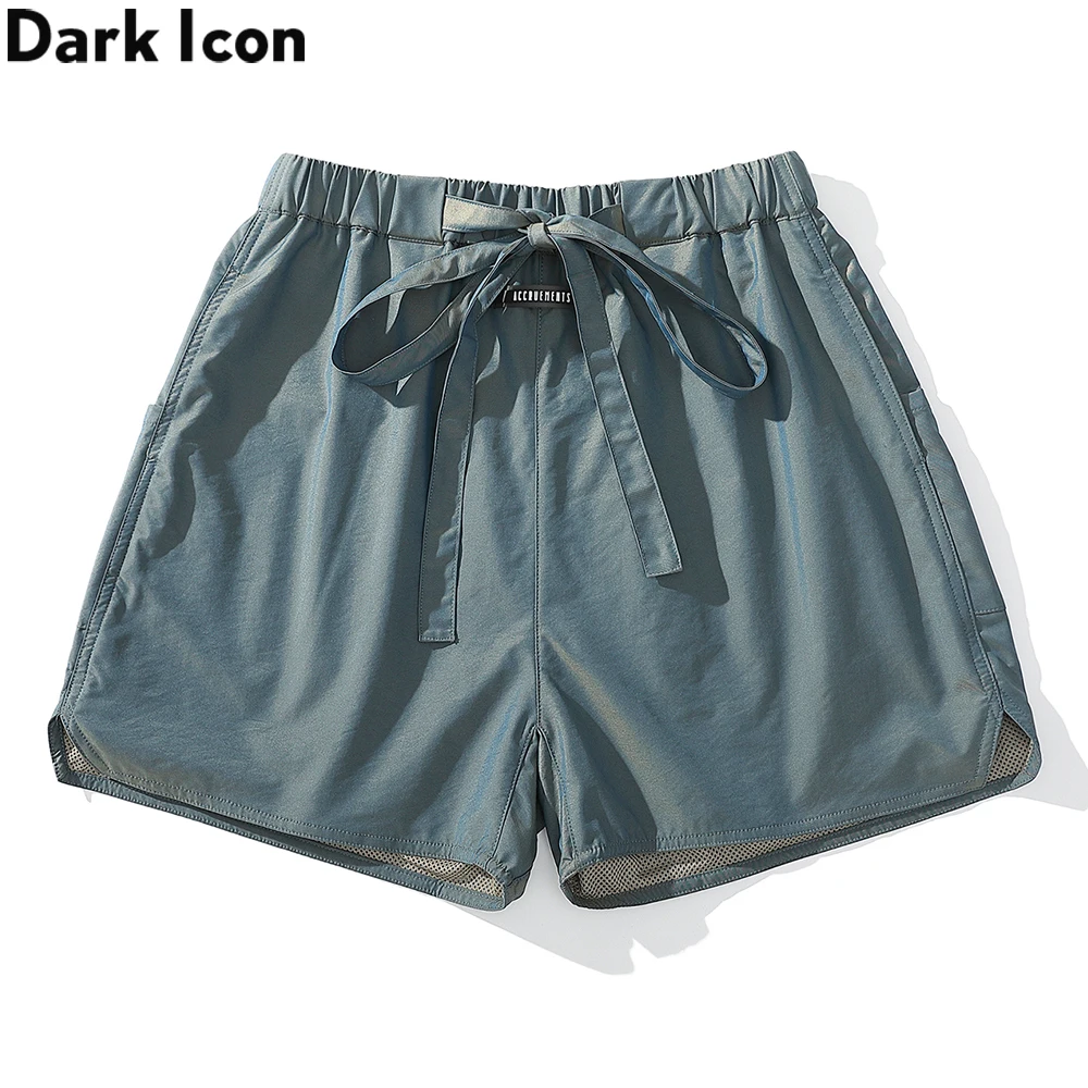 

Dark Icon Plain Double Layer Shorts Men Straight Shorts with Waist Band Street Men's Shorts