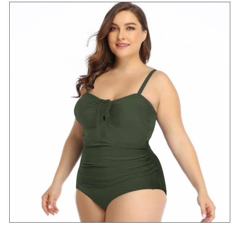 

Swimsuit L XL 2XL 3XL 4XL Big Cup Large Size One Piece Women Swimwear Green and Red Halter Backless Beachwear Bathing Suit