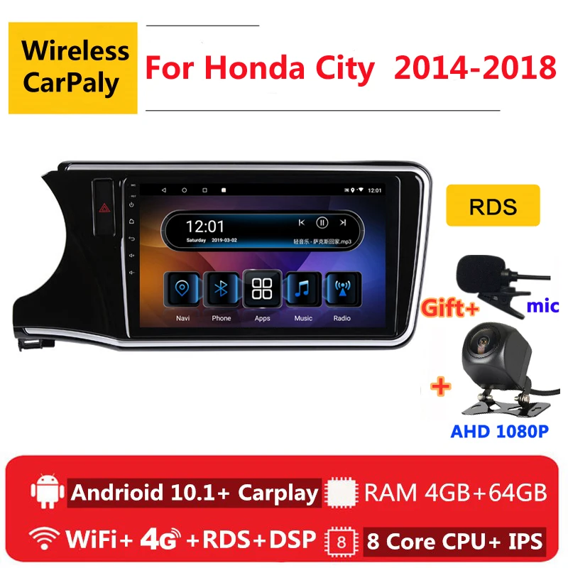 2 din 8 ядер android 10 автомобильное радио авто стерео для honda City Grace 1 2014 2015 16 2017 2018