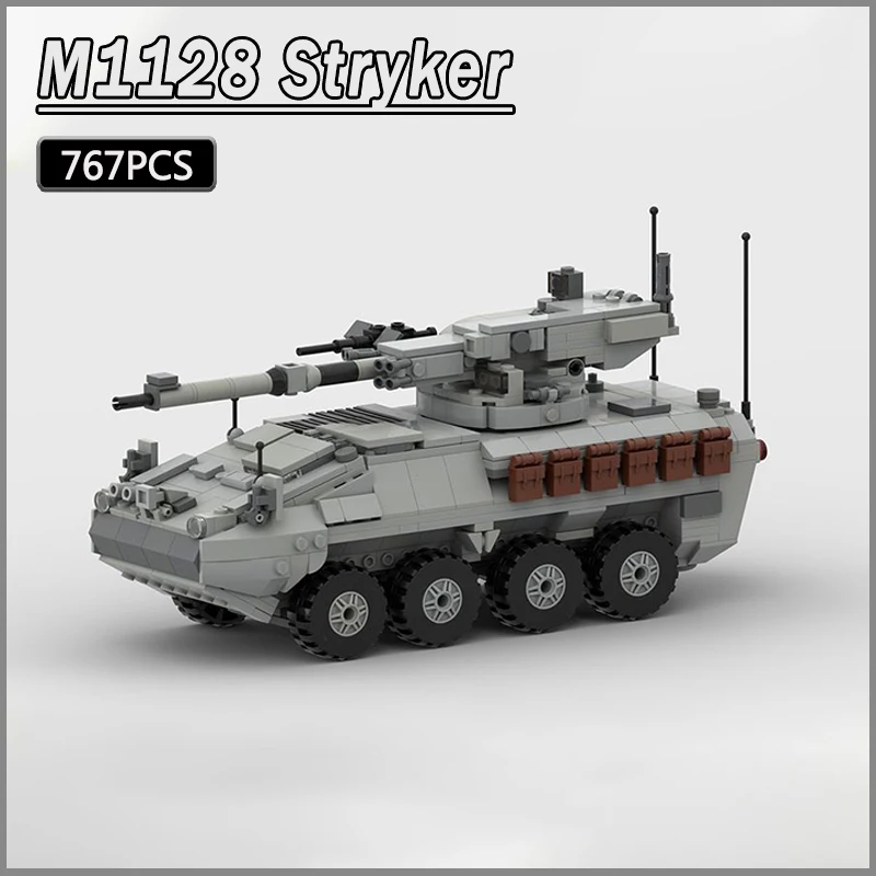 

Военный армированный автомобиль WW2 серии MOC Block M1128 Stryker MGS мобильный пистолет армированный автомобиль ведущие эксперты собирают кирпичи наб...