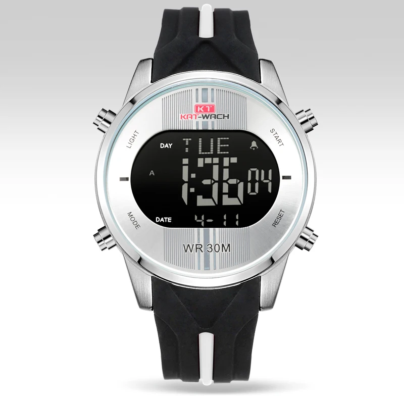KT716white KT716 модные брендовые часы мужские спортивные часы водонепроницаемый светодиодный цифровой кварцевые мужские военные наручные часы Relogio Masculino - Цвет: KT716white