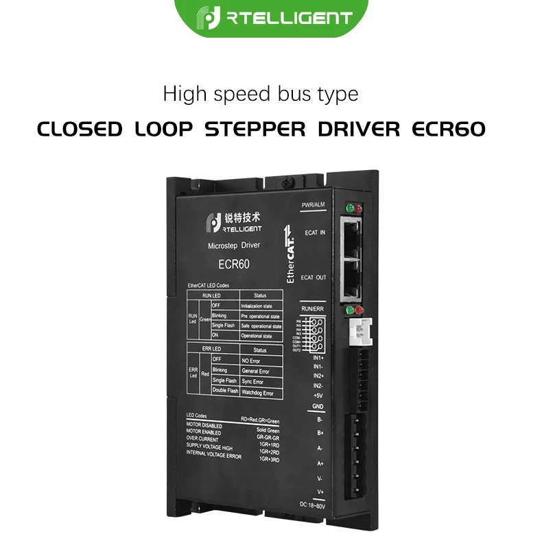 Rtelligent Nema 23 24-80 В постоянного тока EtherCAT Fieldbus Тип замкнутый контур Драйвер шагового двигателя CiA402 стандарт