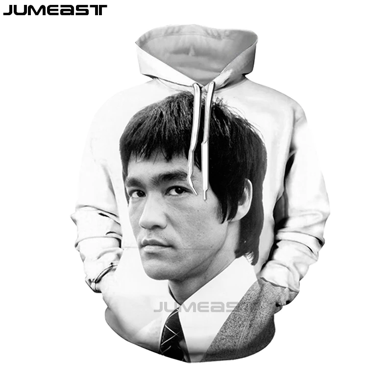 Jumeast Men Women 3D Sweatshirt Chinese Superstar Bruce Lee Oversized Coat Casual Jacket Pullover Fashion Spring Autumn Hoodies
