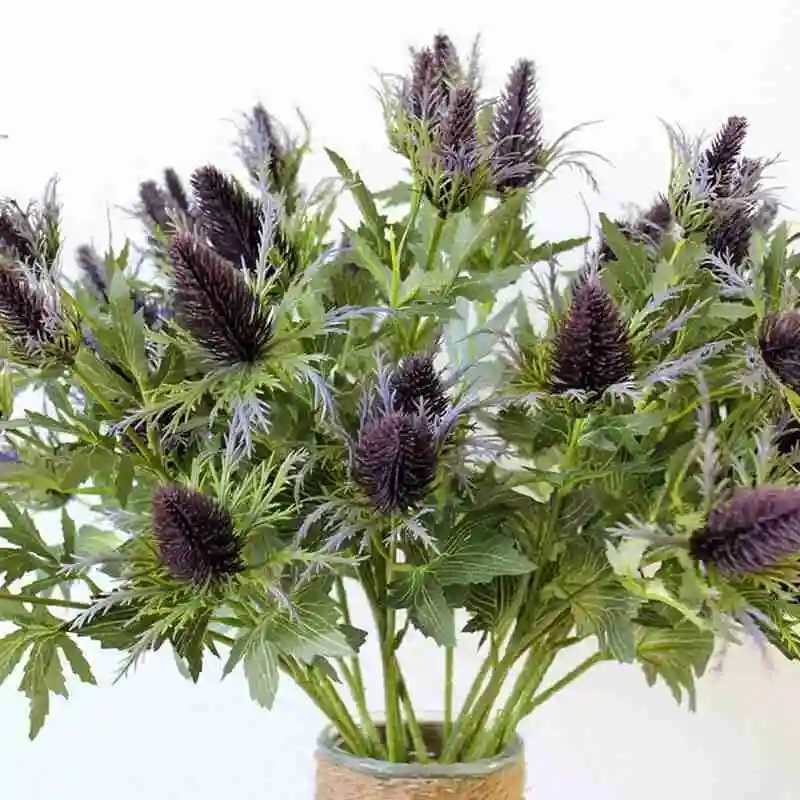 1pc Artificial Eryngium Thistles Bunch Plant 3-Fork Plastic Wedding Flower Creative Art Arrangement Material | Дом и сад