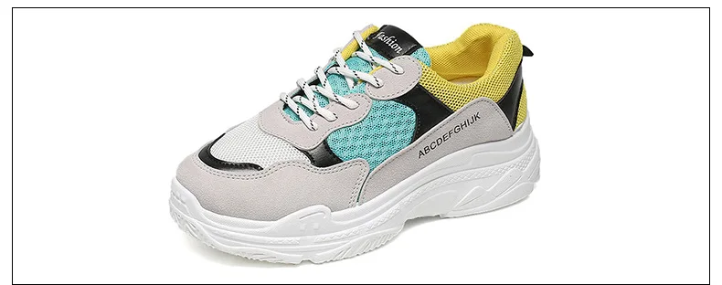 Женская спортивная обувь года моды Tenis Feminino летняя белая дышащая сетка кружева с толстым каблуком туфли на платформе расширенный супер